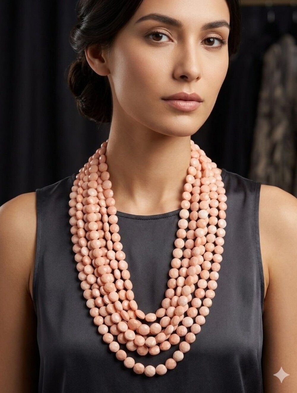 Lane Bryant Peach Multi-Strand Beaded Necklace